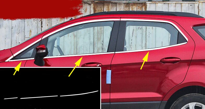 6 шт. хромированные накладки на боковые двери и окна Ford Ecosport 2013 2017 SUV|Амортизаторы|