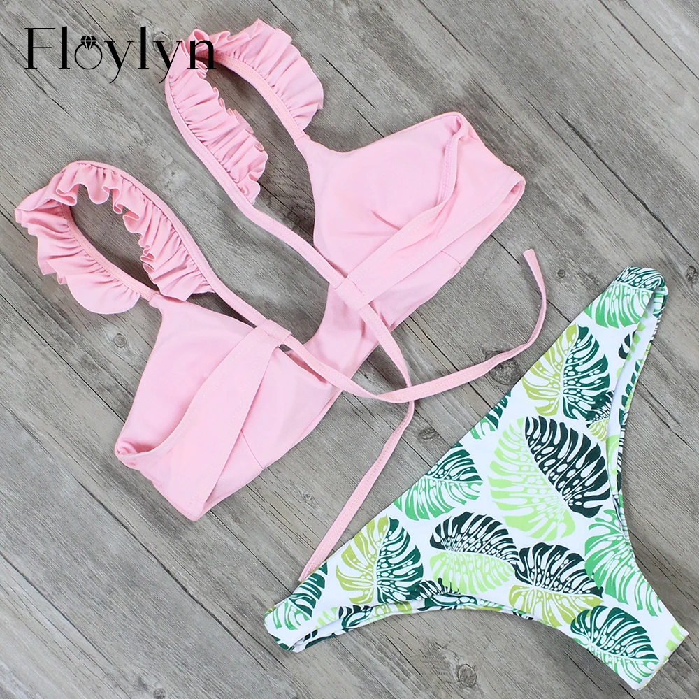 Купальник стринги Floylyn треугольный с оборками эффектом пуш ап|swimsuit swimsuit|swimsuit
