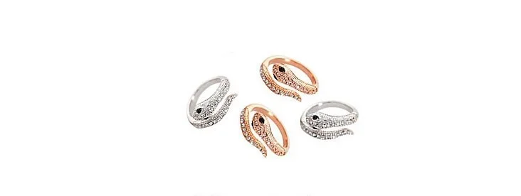 R037 New Design Europe and the United States jewelry Fashion Rhinestone Snake Rings For Women Girls Gifts Gold Silver | Украшения и