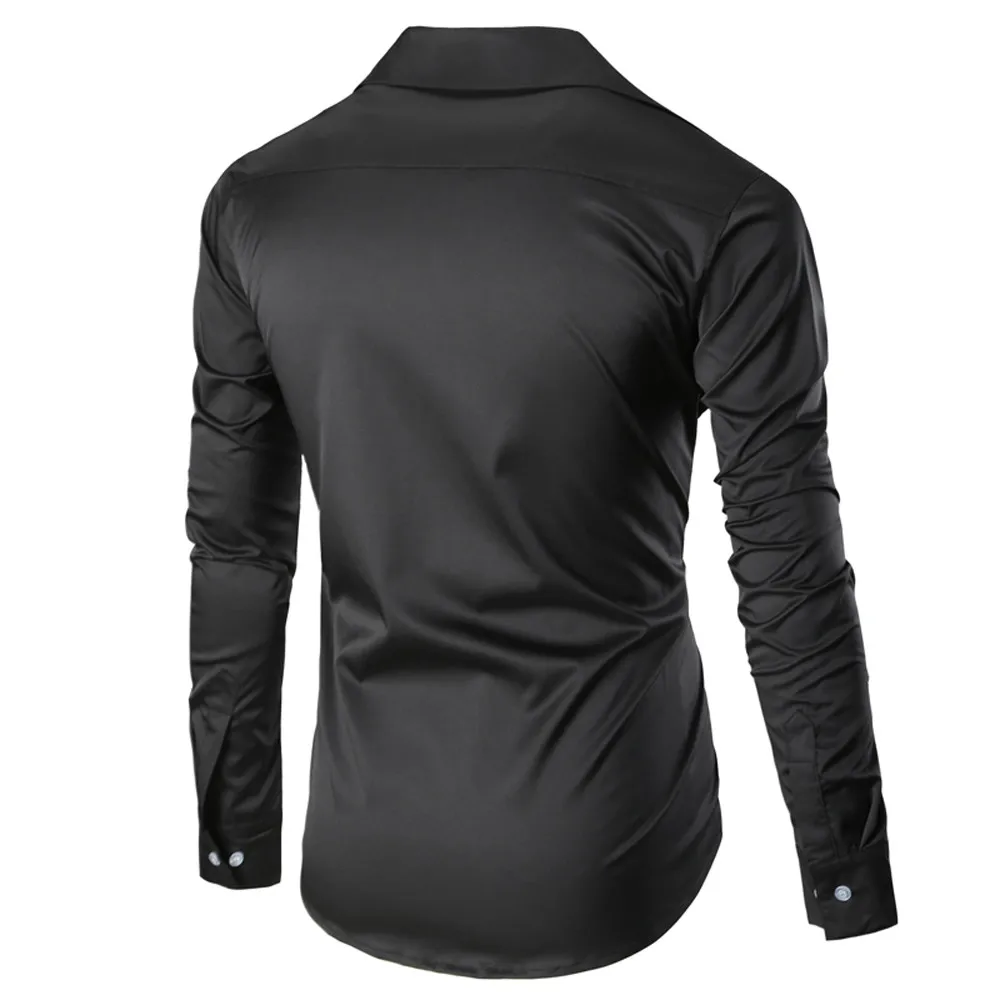 JAYCOSIN Мужская Осенняя Повседневная рубашка Модная тонкая хлопковая с v образным