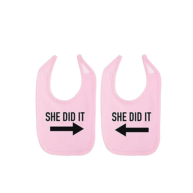 YSCULBUTOL He Did It She Arrow Twin Set унисекс нагрудники для новорожденных|baby bibs|newborn baby bibsbaby bibs