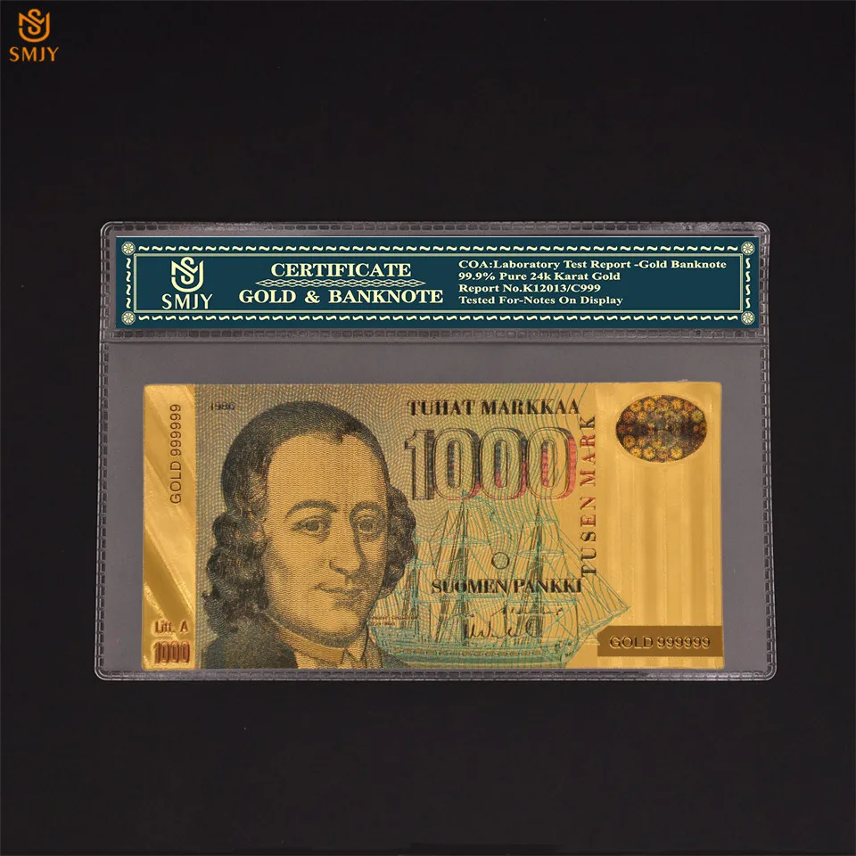 

Fake Banknote 24k Gold Foil New Product Finland 1000 Euro Gold Money With COA Business Gift And Collect Euro Banknote