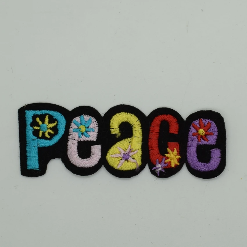 2 шт. знак мира хиппи бохо ретро цветы сила лета любви hippy аппликация Железный патч