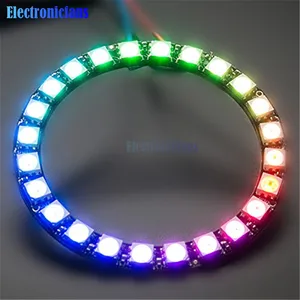 Кольцевая Светодиодная лента WS2812B, 24 бита, 5050 RGB LED лампа со встроенными драйверами, 24 RGB для Arduino