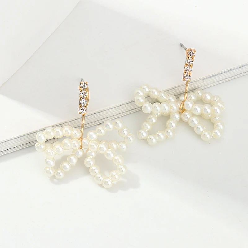 8 сезонов новые модные серьги-гвоздики из золотого металла с бантиком и