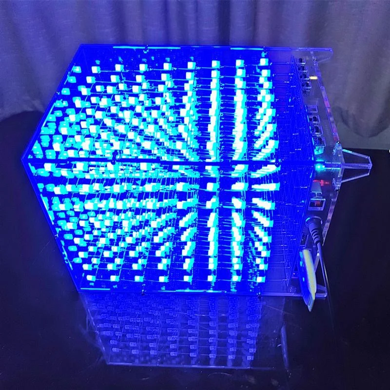 3D квадратный 8x8x8 светодиодный голубой свет квадратные MP3 музыкальный спектра PCB Усилитель низкой частоты