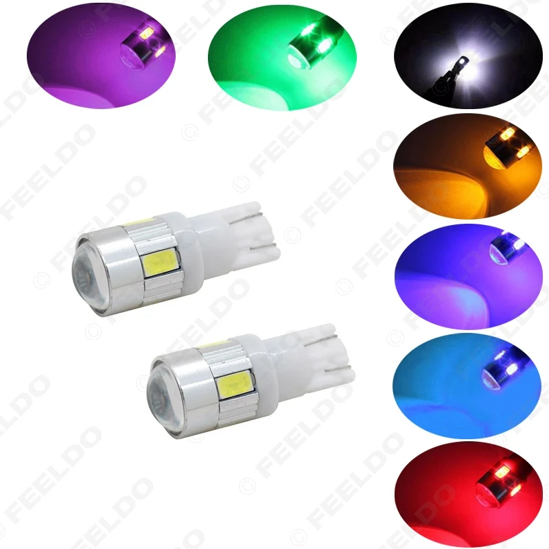 FEELDO 2 шт. автомобильный DC12V T10 194/168 танкетка 6-SMD 5630 Светодиодный светильник лампа с