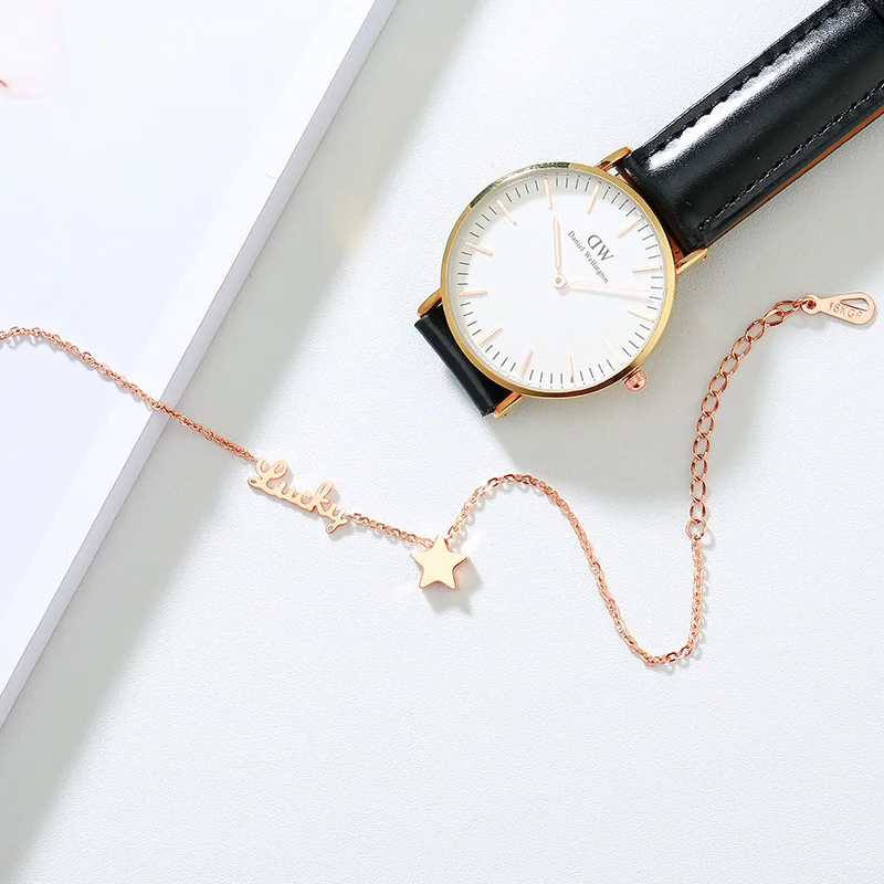 YUN RUO модный бренд браслет розового золота на лодыжку Lucky Star дизайн для женщины