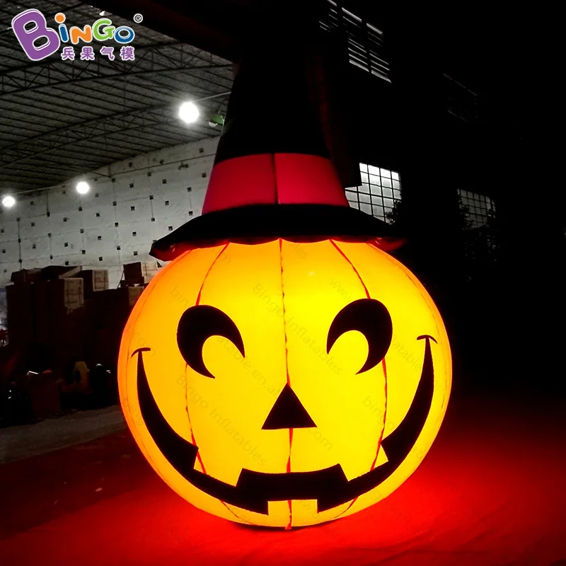 Halloween Decorative 3 Meters Tall Inflatable Lighting pumpkin Balloon With Magic Hat Party Event Inflated Toys- BG-F0083 | Игрушки и