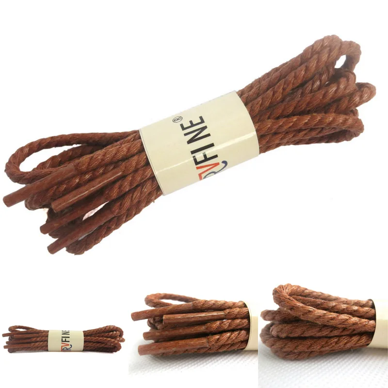 05 Red Brown 1 пара высококачественных круглых вощеных шнурков, водонепроницаемые хлопковые Вощеные модельные туфли, шнурки для ботинок, шнурки для ботинок, веревки, цена - Цвет: 05 Red Brown