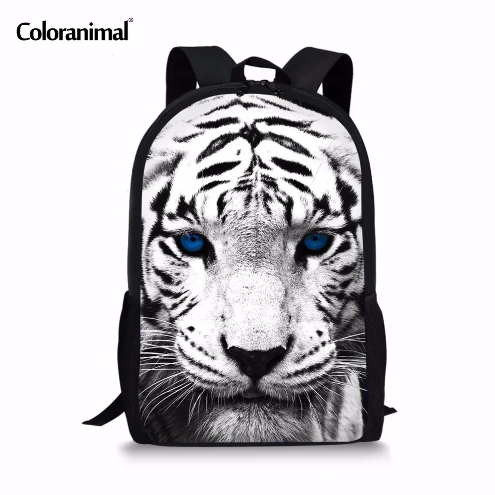 

Coloranimal с черный, белый цвет с леопардом тигром для детей школьного рюкзака Мода 3D с животным принтом школьные ранцы для мальчиков и девочек п...