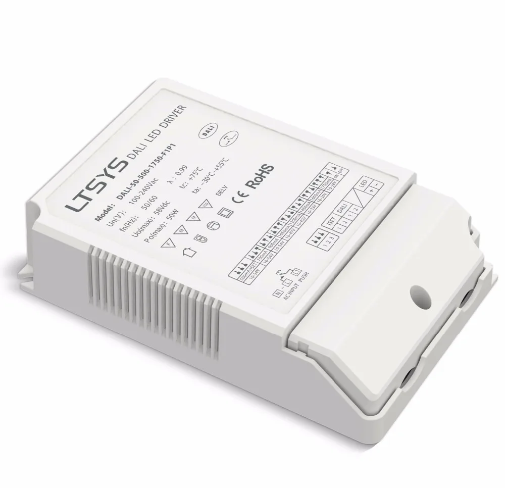 DALI 50 500 1750 F1P1 CC ДАЛИ затемняя драйвер AC100 240V вход Вт 1750mA выход dali/push DIM затемнения