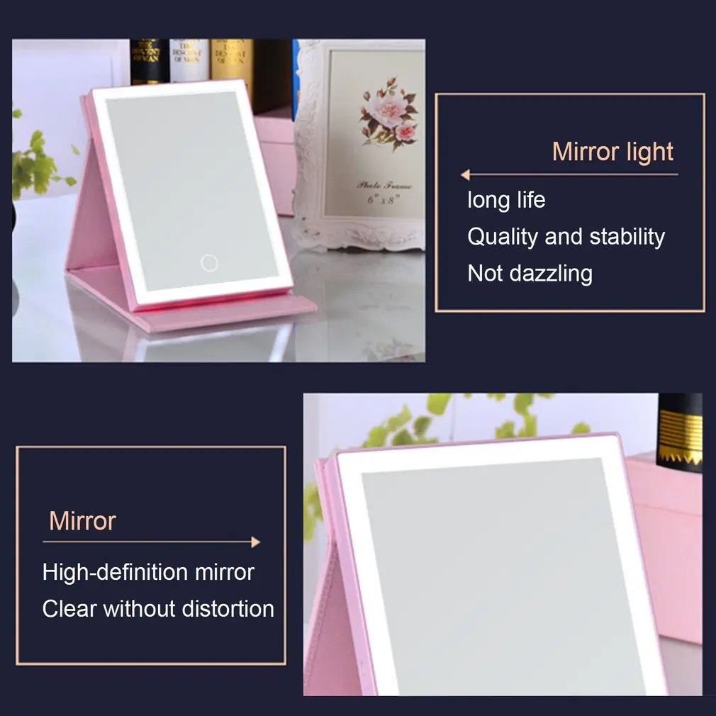 1 шт. Макияж зеркало led подсветкой из искусственной кожи Сенсорный экран