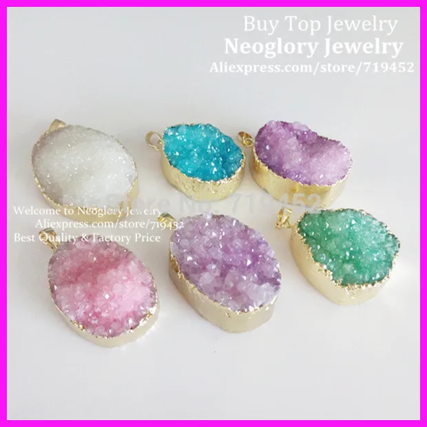 5 шт. Druzy Подвески хрусталь смешанного цвета драгоценный камень Друза кулон