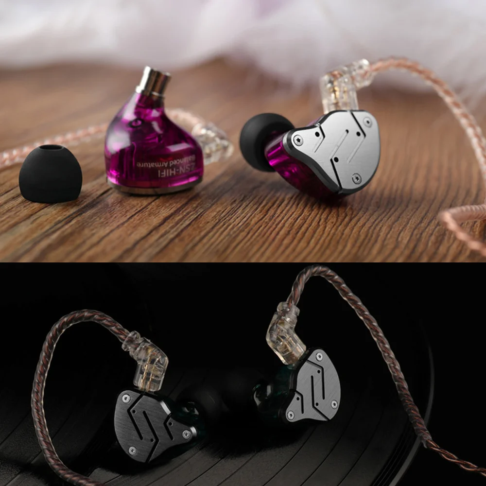 KZ ZSN Subwoofer Iron Interchangeable Earphones In-ear HIFI Earphone Moving Quad-core Wire Control Music Sports Universal | Электроника