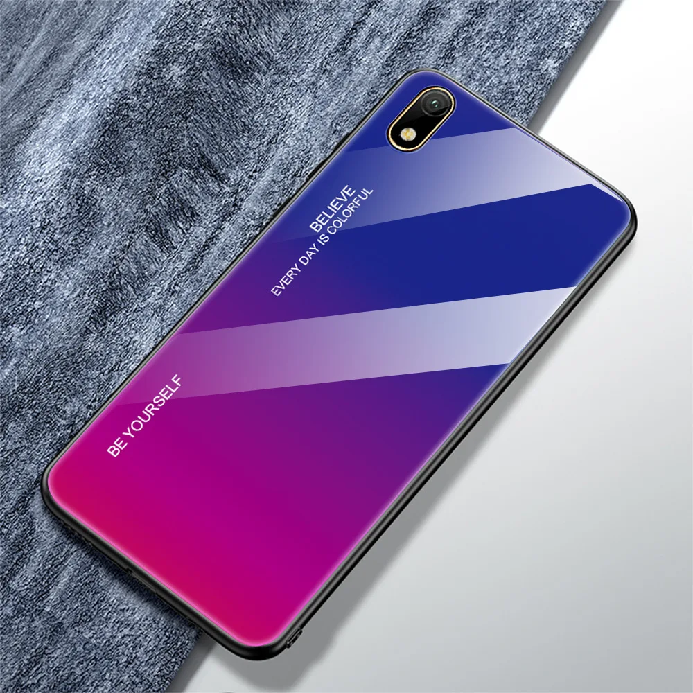 Стеклянный чехол для Huawei Y5 2019 бампер Силиконовый противоударный из закаленного
