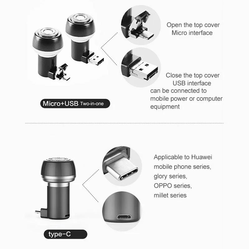 Дорожная бритва Mini USB смартфон для бритья на открытом воздухе портативный микро