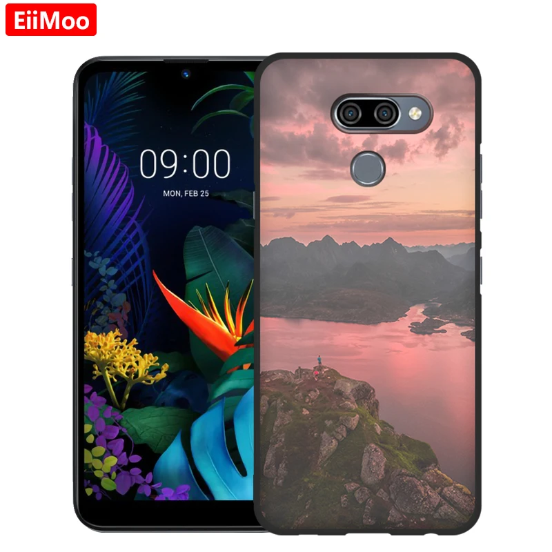 Мягкий ТПУ чехол EiiMoo для телефона LG K50 модный силиконовый черный с рисунком K 50 LGK50