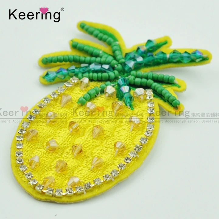 Изящный желтый цвет ананас фотография одежды|beaded applique|appliques for clothesrhinestone beaded appliques