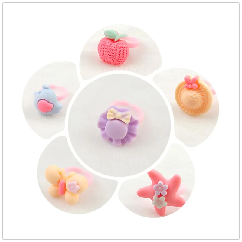 25 шт. разноцветные регулируемые Мультяшные кольца для девочек подарки