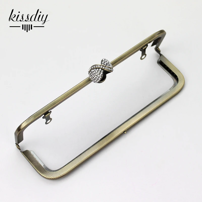 KISSDIY, 3 шт./лот, 20,5 см, кольцо с бриллиантами, пряжка, металлическая рамка для кошелька, винтажная ручка, античная бронза, застежка для поцелуя, аксессуары для сумок
