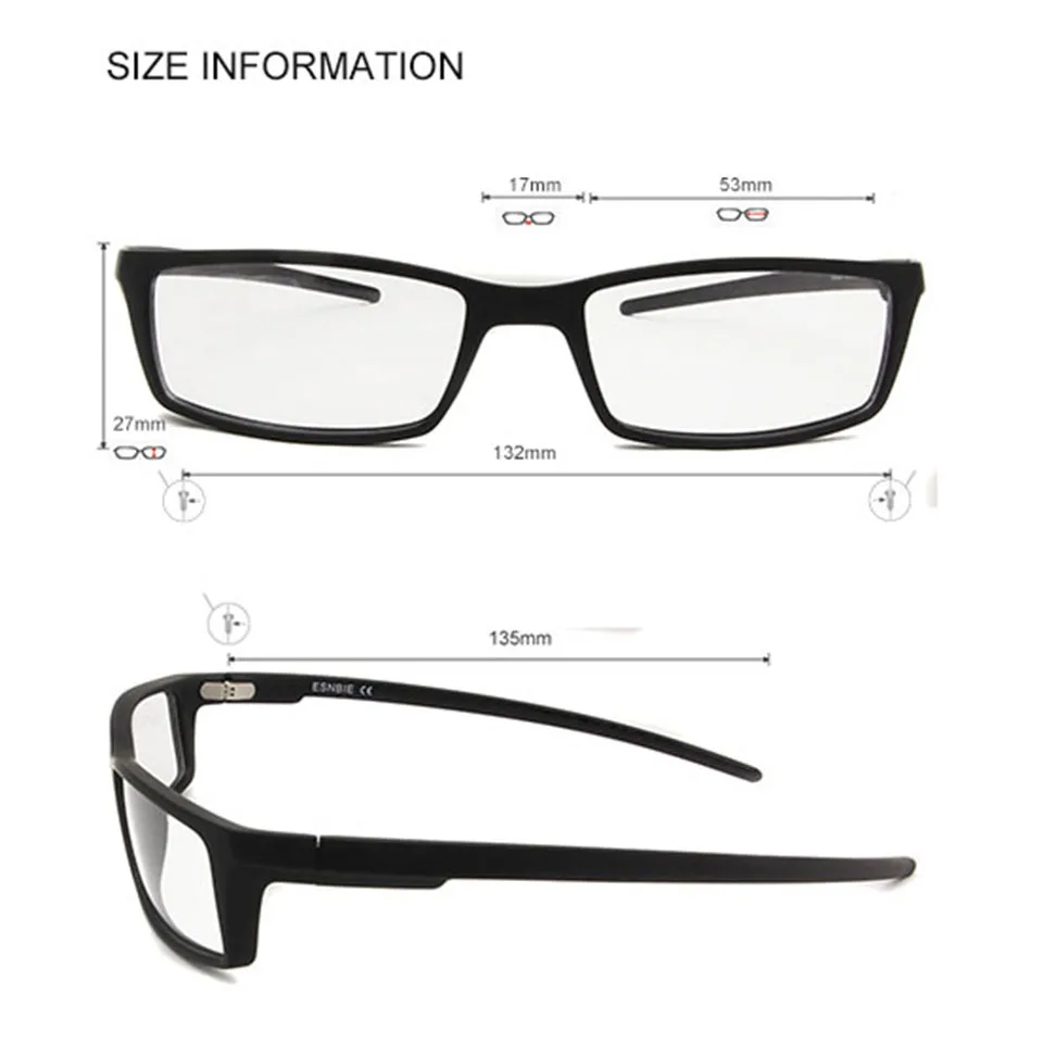 ESNBIE TR90 Plastic Titanium Glasses Frame Men Spectacle frames Man Prescription Eyewear Full Optical Frame lunette de vue