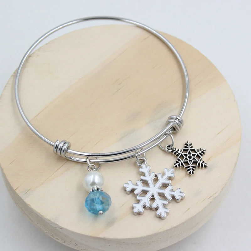 1 шт. браслет из нержавеющей стали и зимний стиль Снежинка талисманы для женщин