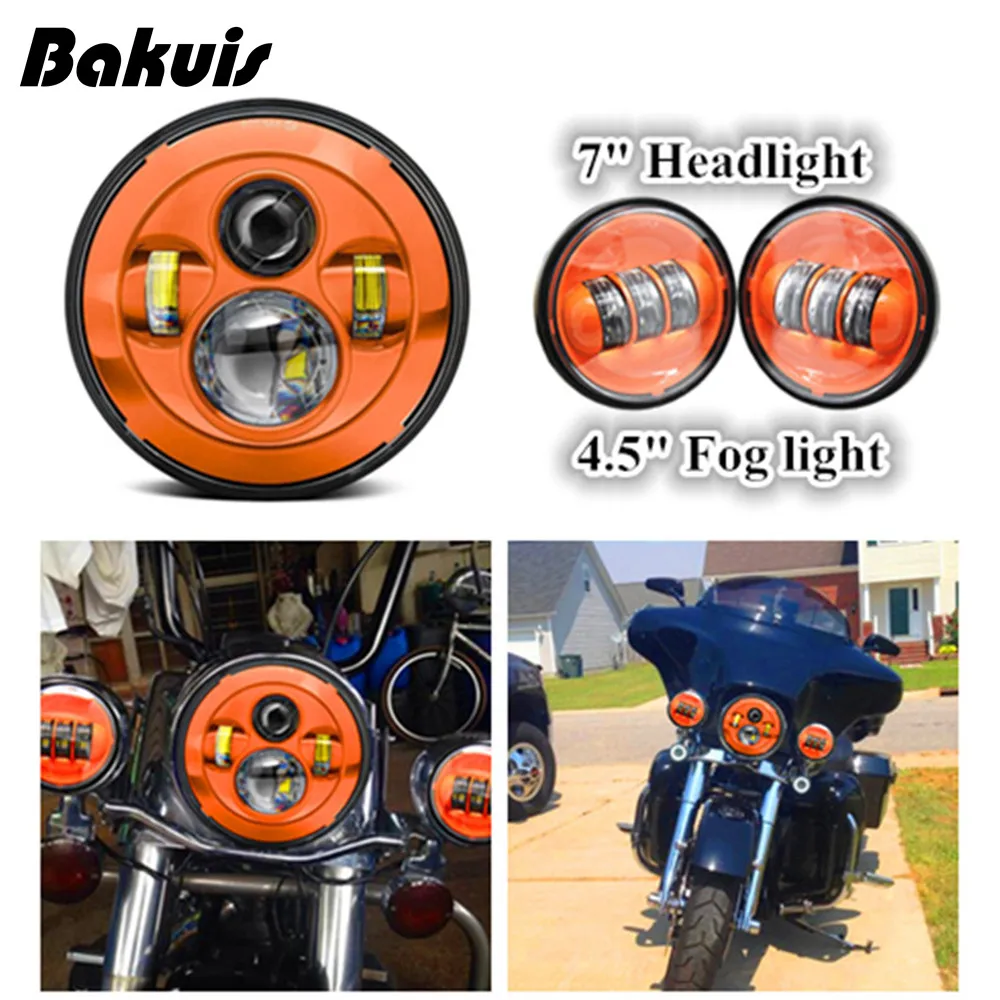 Bakuis DOT Harley " 4-1/2 дюймов светодиодный головной светильник s привод противотуманный светильник оранжевый набор для Harley Davidson Touring