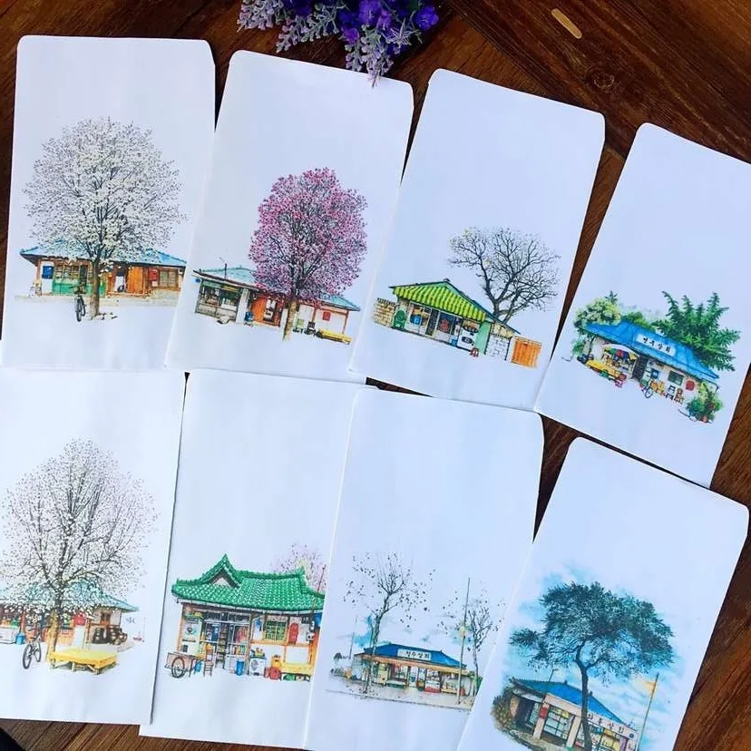 50 pieces/batch creative cartoon color envelopes for invitations 17.5*11cm postcard card cover paper stationery school supplies |
