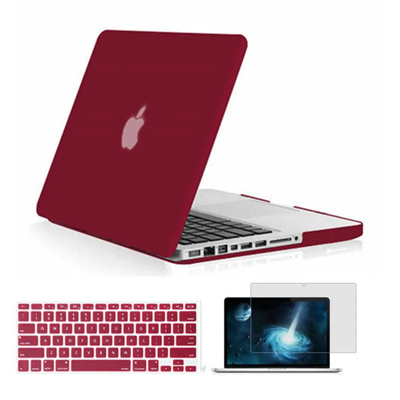 MOSISO ноутбука Пластик матовый чехол для Macbook Pro 13 компакт-дисков A1278 год 2008-2012+ силиконовый КБ крышка+ Экран протектор - Цвет: Wine Red