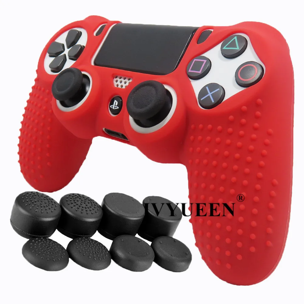 IVYUEEN Противоскользящий силиконовый чехол для защиты кожи для playstation 4 PS4 DS4 Pro тонкий контроллер с 8 аналоговыми рукоятками - Цвет: Красный
