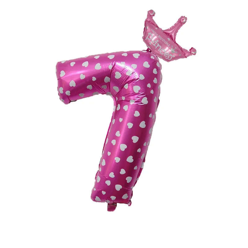 pink Number 7 32 дюймов Корона из розового золота номер фольги воздушные шары с днем рождения украшения дети цифра воздушные шары фигура шар Свадебный декор - Цвет: pink Number 7