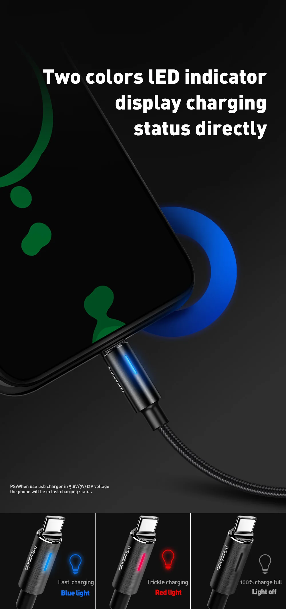 Mcdodo usb type-C кабель для samsung Galaxy S10 S9 S8 Plus One Plus Быстрая зарядка USB-C зарядное устройство для мобильного телефона USBC type-C кабель