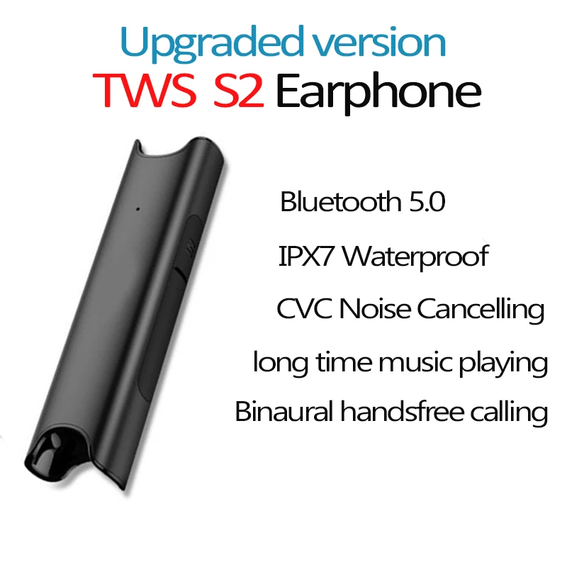 Модернизированные наушники S2 Bluetooth 5,0 TWS, мини беспроводные наушники, стерео Музыкальная гарнитура с зарядным устройством TWS, наушники 5,0, водонепроницаемые