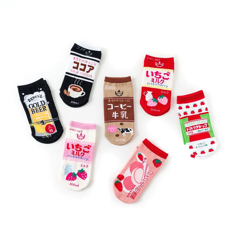 

Japanese Fashion Summer Creative Cartoon Trend Women Boat Socks Kawaii Fruit Candy Color Invisible Socks Calcetines Skarpetki
