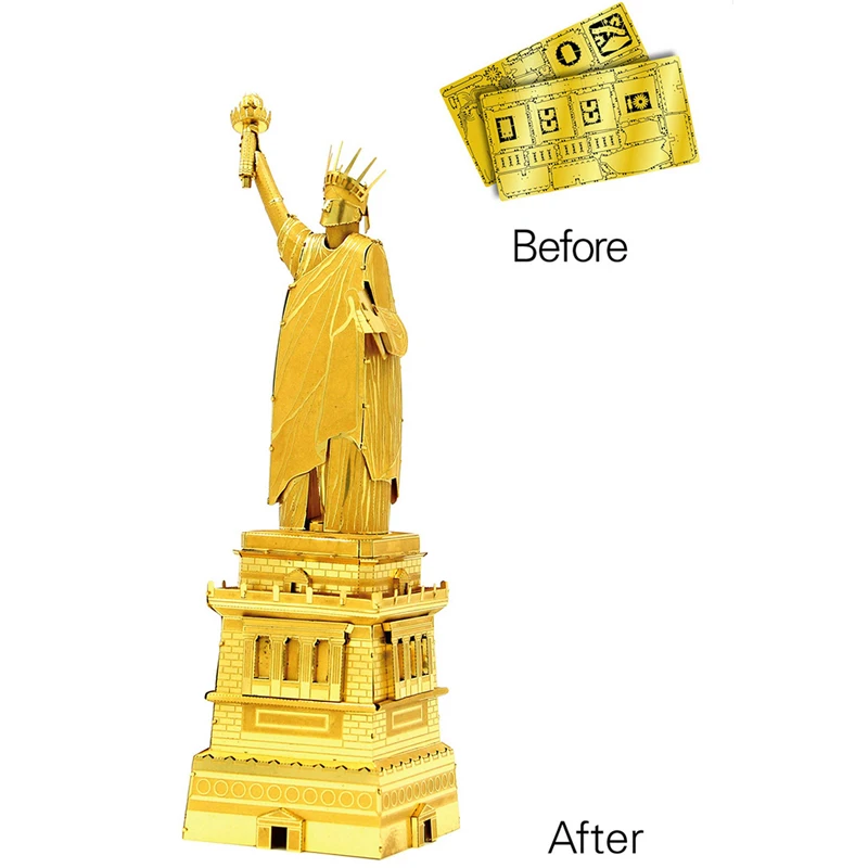 America Statue of Liberty Architectural Building DIY laser cutting Jigsaw puzzle model 3D Nano metal Puzzle Toys for adult Gift | Игрушки и