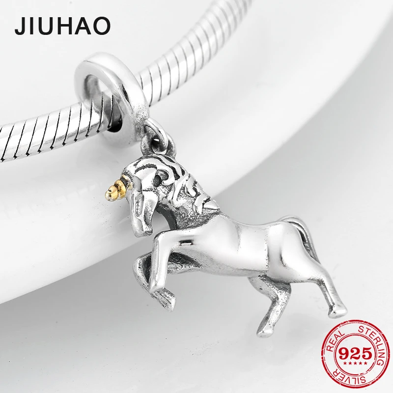 Unicorn Horse shape 925 Sterling Silver DIY gift fine Pendants Beads Fit Original Pandora Charm Bracelet Jewelry making