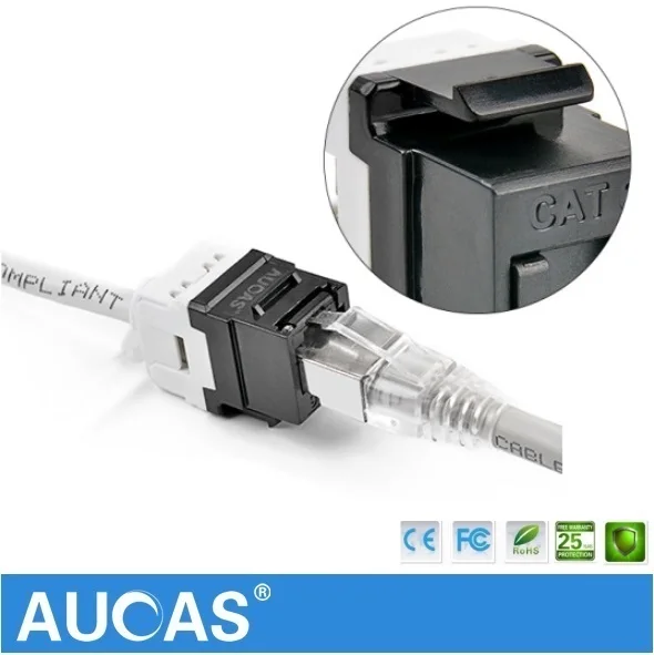 Фото AUCAS Противопылевой пружинный затвор 6 шт. 24 шт. CAT6 Keystone Jack Rj45 110 отверстие сети Ethernet Модульный расширитель Бесплатная доставка №5