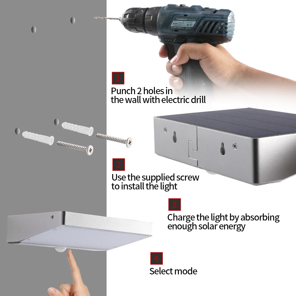 

Solar Lights Outdoor Motion Sensor 48 LED 4400mAh Battery Wall Lamp Wireless Waterproof Security Lighting for pathway,barngarage