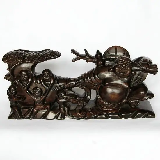 

V Gallery] Maitreya Buddha vegetarian rosewood large 52cm bag drag property Wish your kids a promising future. Ruyi Buddha woodc