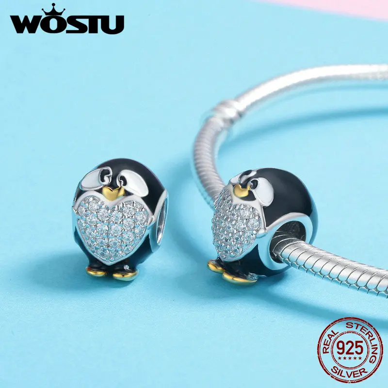WOSTU Аутентичные 100% стерлингового серебра 925 восхитительный Дельфин прозрачный CZ