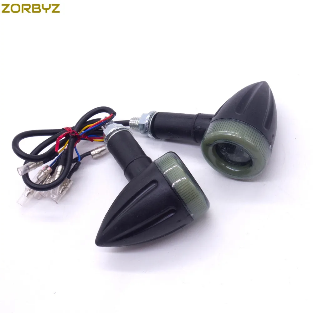 ZORBYZ 2X Универсальный черный мотоцикл светодиодный Янтарный фонарь поворотник задние тормозные Световые индикаторы