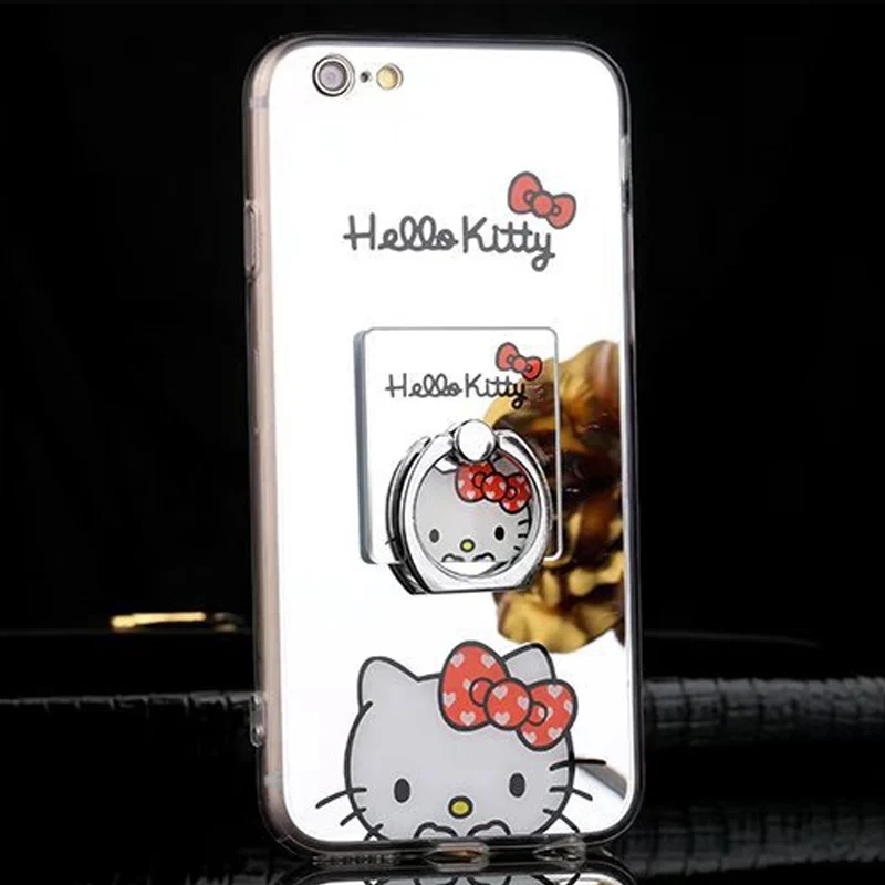 Милый мягкий чехол на заднюю панель с рисунком Hello kitty для samsung Galaxy S8 S9 S10 Plus S10e Note8 Note9 зеркальный чехол Coque Fundas