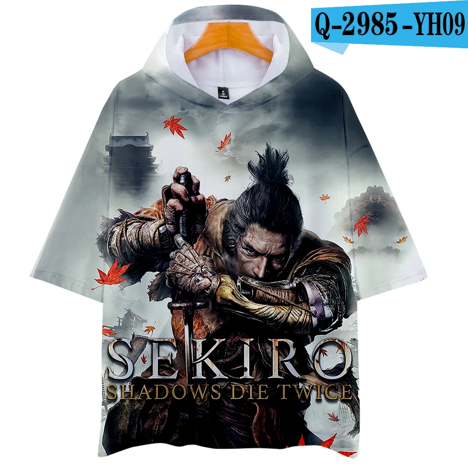 Мужская одежда Harajuku 3d футболка с капюшоном Sekiro аниме хип-хоп футболка Летняя с коротким рукавом Мужская Уличная одежда размера плюс - Цвет: Q2985