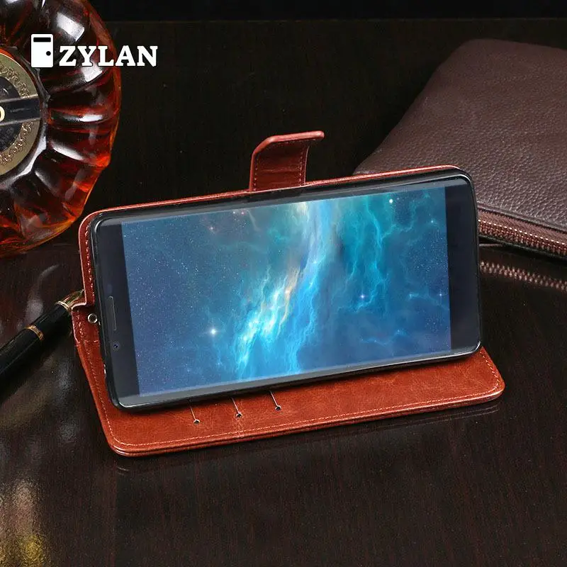Роскошный чехол кошелек ZYLAN Для Doogee X60L кожаный Ретро флип с подставкой и