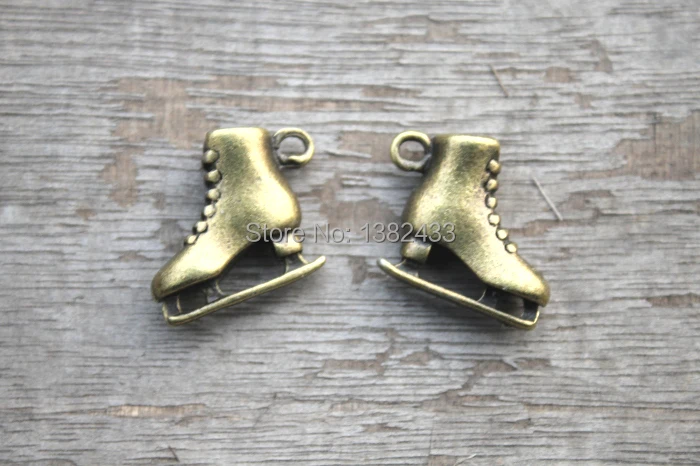 8pcs-Ice шармы для коньков Античная тибетская бронзовая 3 D роликовые коньки Очаровательные Подвески 20x17X6mm