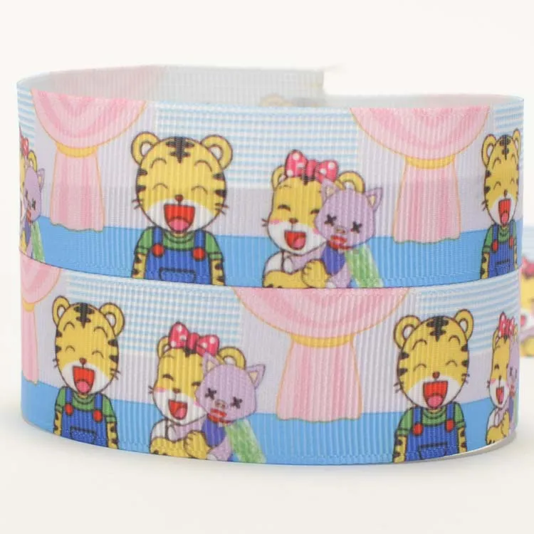 7/8 &quot22 мм мультфильм тигр Лента печатная лента с рисунками grosgrain бесплатная