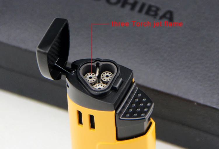 COHIBA зажигалка для сигарет металлическая ветрозащитная 3 факел реактивная