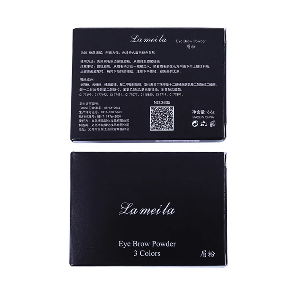 3 Color Eyebrow Powder Palette Lasting Waterproof Brown Black Eye Brow Enhancer with Brush Mirror Portable Cosmetic Makeup TSLM2