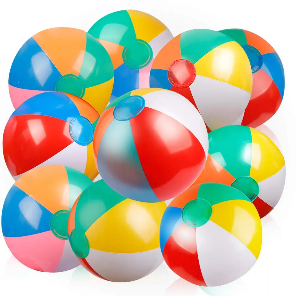 10pcs Summer Outdoor Beach Swimming Pool Inflatable Balls For Girls Boys Rainbow Color Water Toy